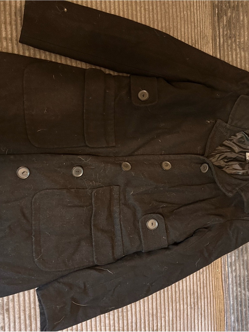 Women’s Black Double-Breasted Wool Blend Coat